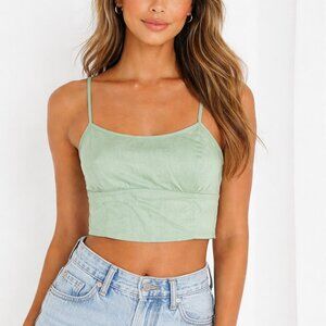 Aerie Cropped Cami Tank in Green